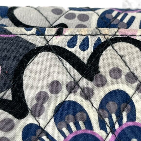 Vera Bradley Navy Purple Womens Quilted Floral Wallet Wristlet Coin Purse Bag - Picture 6 of 16